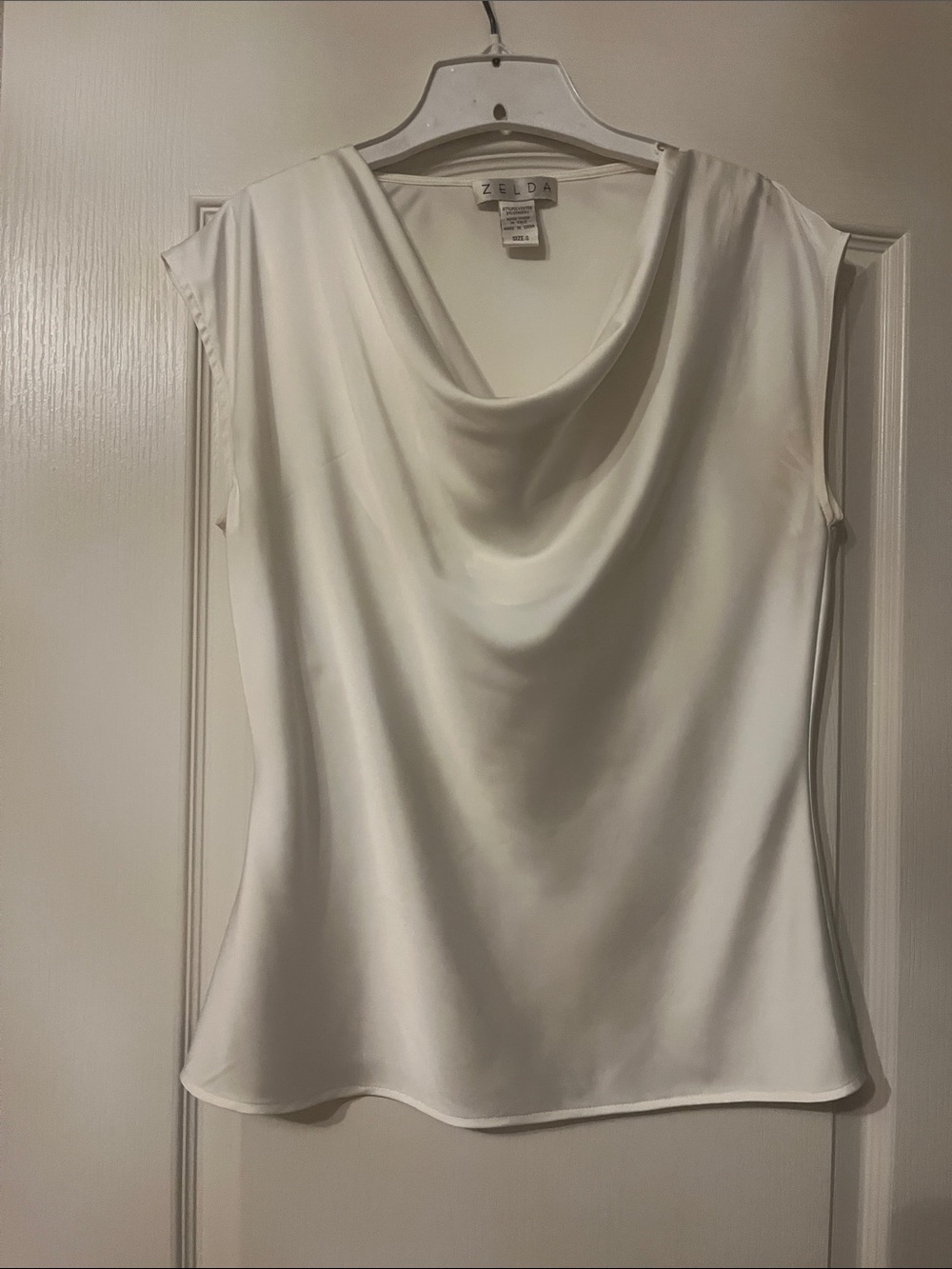 Zelda Ivory Cowl Neck Sleeveless Top